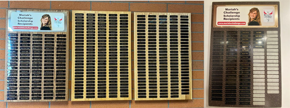 Mariah's Challenge award plaques in Butte schools